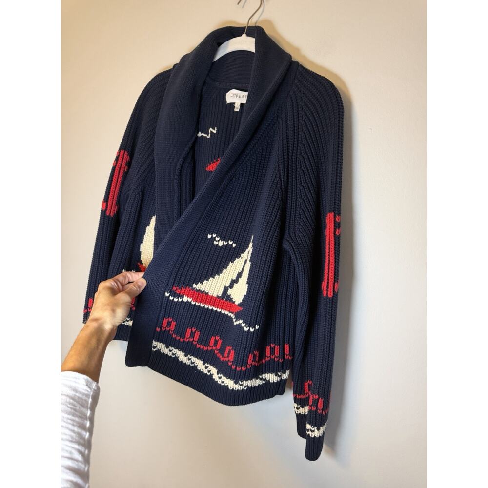 The Great THE SAILBOAT LODGE CARDIGAN Navy Blur Knit Sz 2 (medium) NWOT $450 - Picture 10 of 10